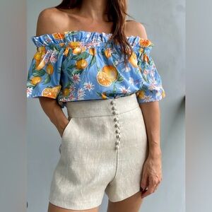 Avara Off Shoulder Top With  Lemon And Floral